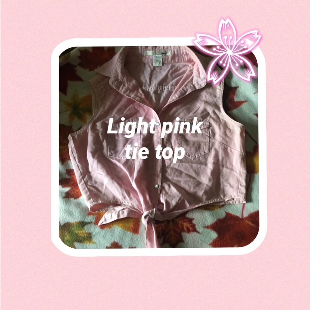 🌸Pink sleeveless tie crop top🌸